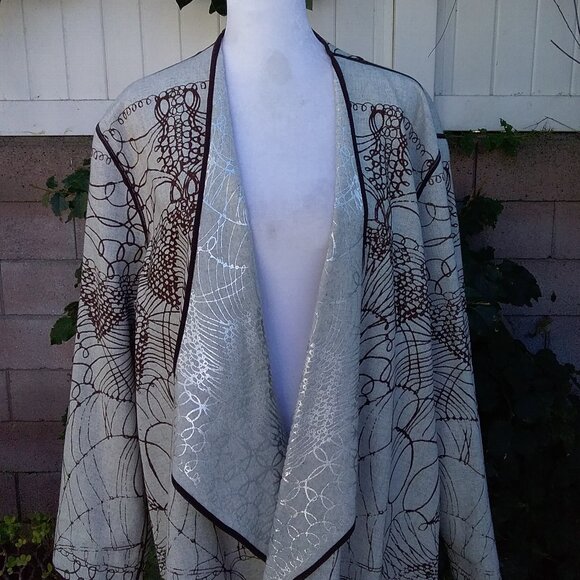 CHICO’S Drape Front Open Jacket Reversible Tan and brown Size 3=XL - Picture 5 of 12